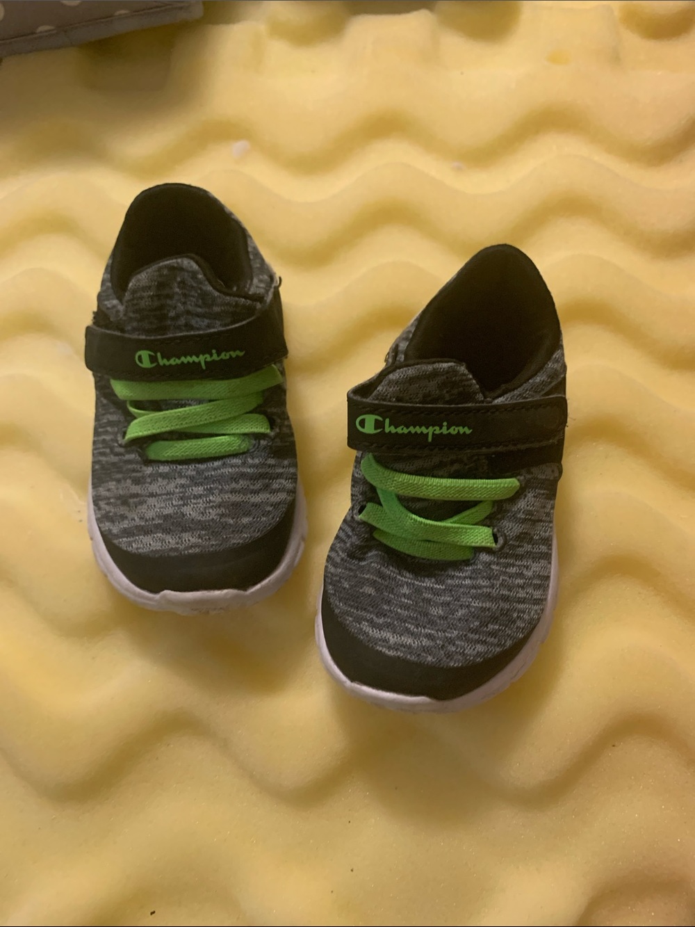 Champion Kids Gray Sneakers with Bright Green Accents